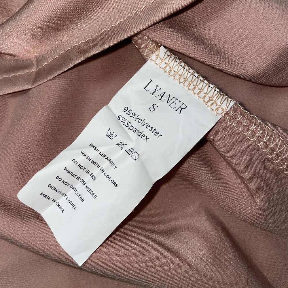 LYANER Women's Satin Collar Neck Drape Ruched Front Long Sleeve - Picture 4 of 4